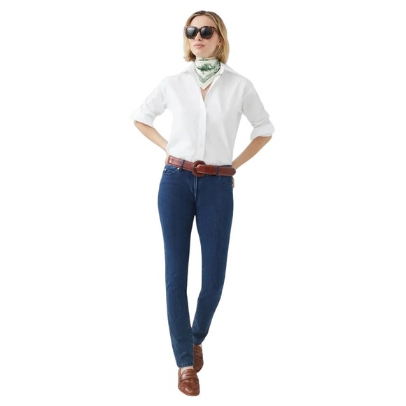 J.McLaughlin Denim - J. McLaughlin Lexi‎ Straight Leg Jeans Dark Wash Blue Denim Gold Hardware Size 2